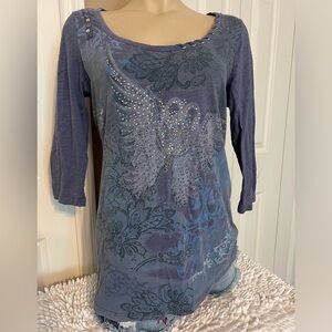 RXB 3/4 Sleeve Rhinestone Top
